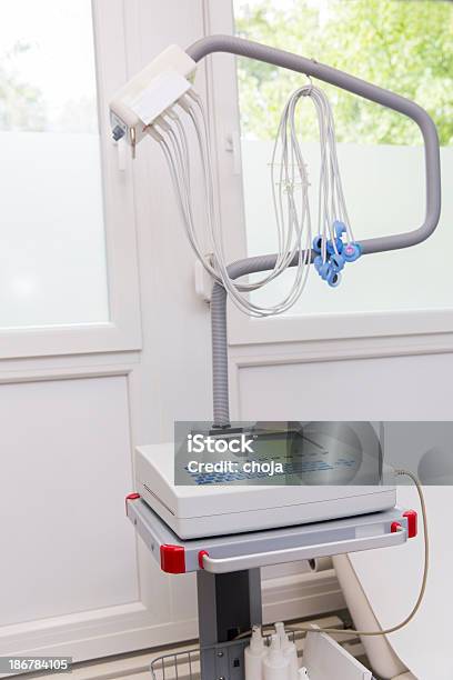 Modern Portable Ecg Device On A Crash Cart Stock Photo - Download Image Now - Crash Cart, Electrocardiography, Electrode