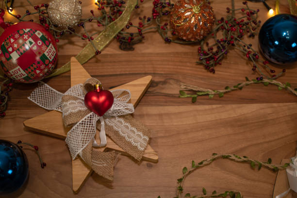 Festive red Christmas decoration for celebratory holiday festivity.