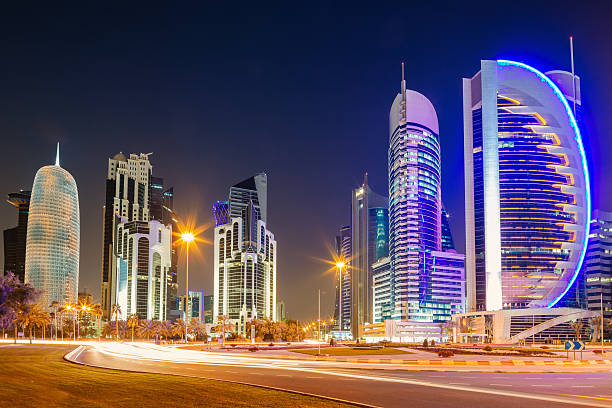 istock Doha City Qatar Skyscrapers Night Scene 186784912