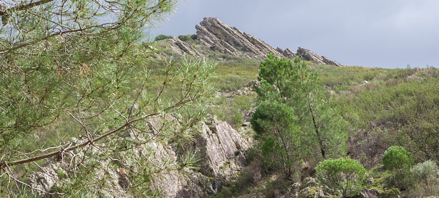 Villuercas geopark landscapes, Caceres, Extremadura, Spain. Magnificent view of the rocky ridges