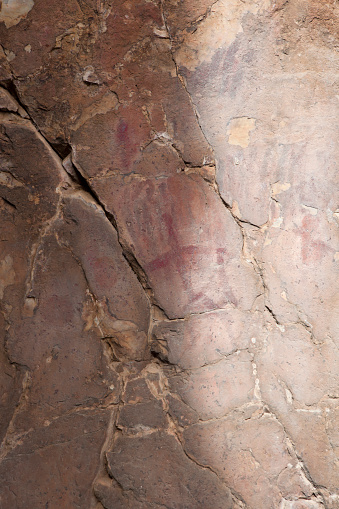 Cave paintings of Chiquita Rock shelter at Villuercas geopark. Canamero, Caceres, Extremadura, Spain