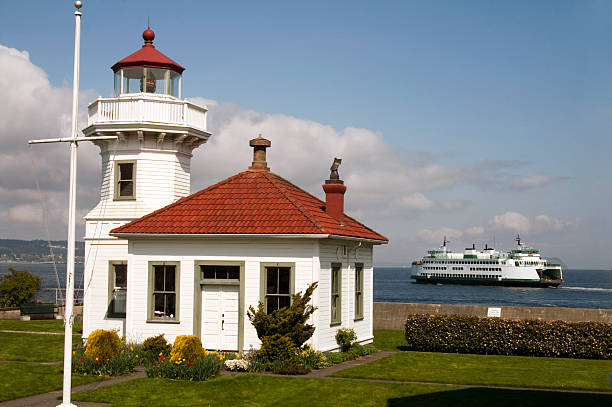 istock Washington State Coastal Lighthouse Nautical Beacon Ferry Boat Transport 186785365
