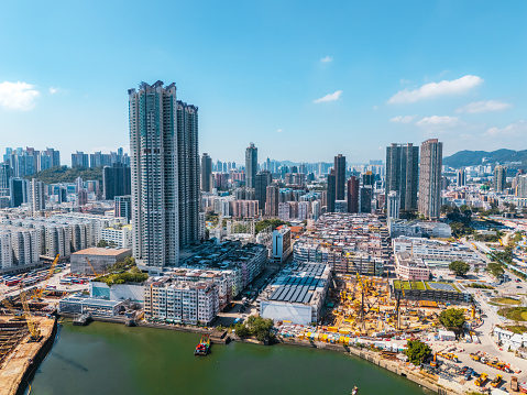 Aerial view of To Kwa Wan District, Hong Kong
