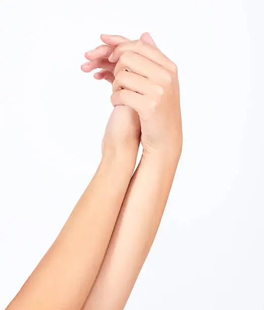 Cropped image of hands rubbing together - Skin care