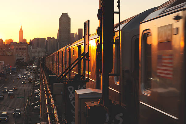 istock Sunset on the 7 Train Subway in Sunnyside Queens 186786222