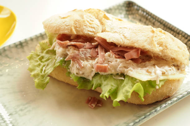 istock Sandwich With Smoked Chicken Salami on table 1867863686