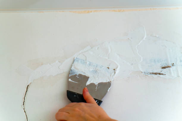 istock Repairing crack wall with trowel and putty 1867885495