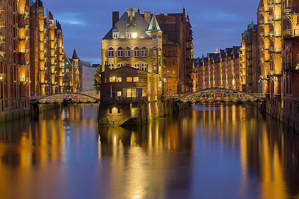 istock Hamburg's Speicherstadt at night 186789048