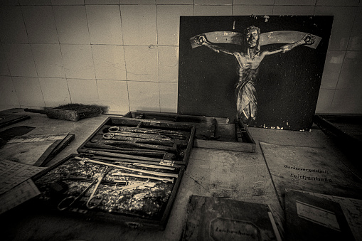 The abandoned old morgue of an asylum