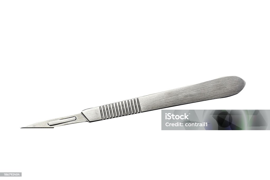 Silver scalpel on plain white background scalpel on the white background with  clipping path Scalpel Stock Photo