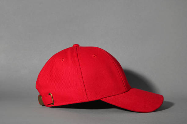 istock Stylish red baseball cap on grey background 1867959970