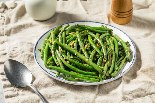 Sauteed Asian Garlic Green Beans on a Plate