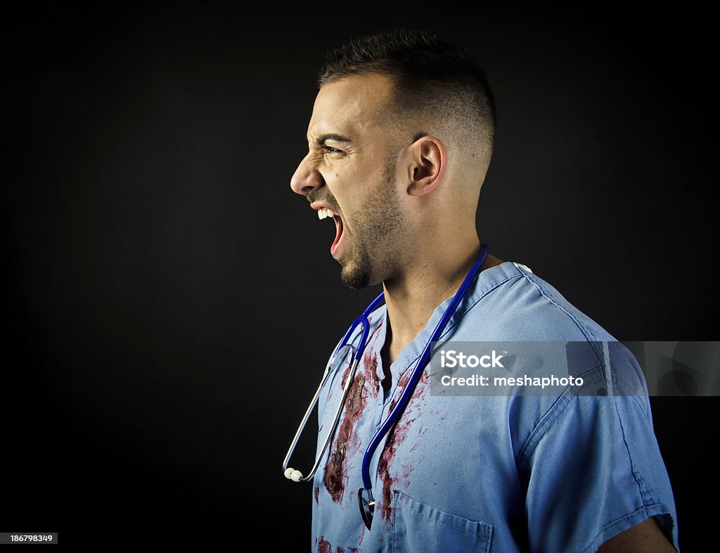 Angry médico - Foto de stock de Mão em punho royalty-free