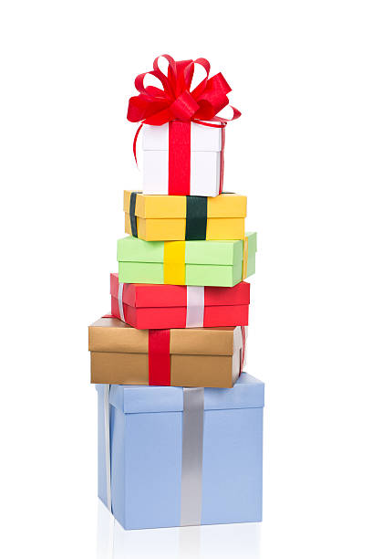 cajas de regalo - gift orange green package fotografías e imágenes de stock