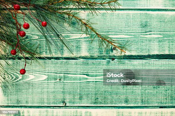 Green Rustic Christmas Stock Photo - Download Image Now - Blue, Christmas, Color Image