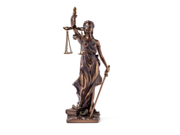 istock Bronze statue of Lady Justice on a white background. 1868008230