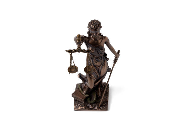 istock Bronze statue of Lady Justice on a white background. 1868009267