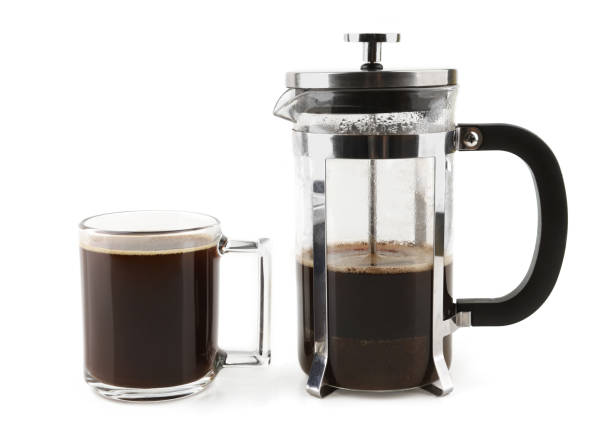 istock French press coffee maker with cup isolated on white background. 1868009289