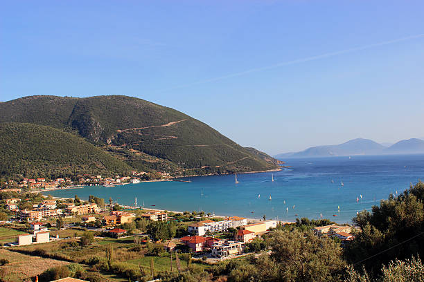 Little village of Vasiliki at Lefkada Island (Greece) stock photo