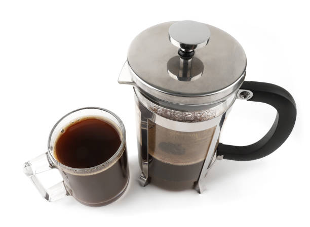 istock French press coffee maker with cup isolated on white background. 1868009817