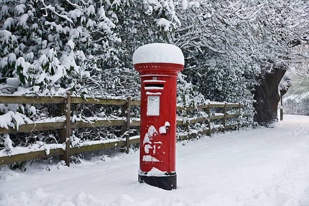 Snowy Postbox stock photo