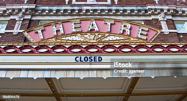 Old Theatre Closed Stock Photo - Download Image Now - Closed Sign, Retro Style, Architectural Feature