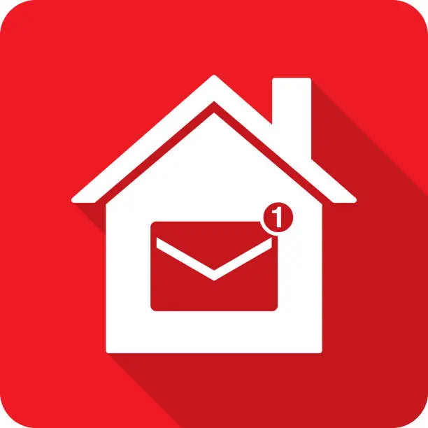 Vector illustration of House Email Icon Silhouette