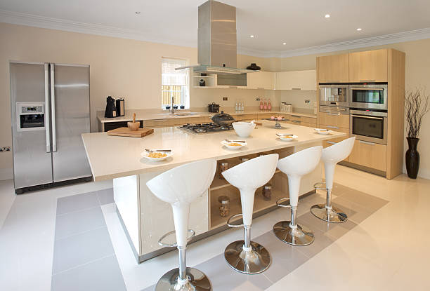 istock Stylish kitchen in a luxury new home 186804736