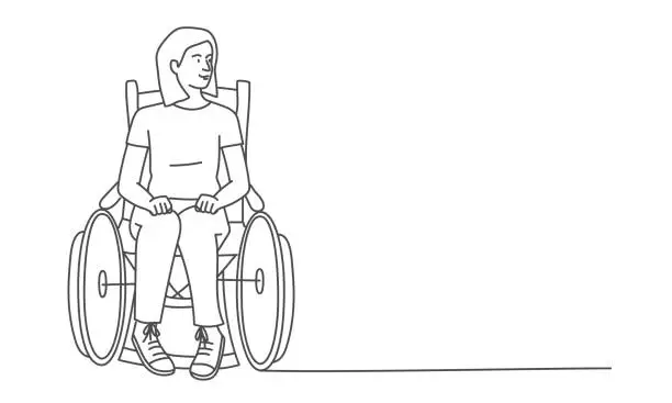 Vector illustration of Woman in wheelchair.