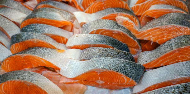 istock fresh cut salmon fillet as seafood background 1868051641