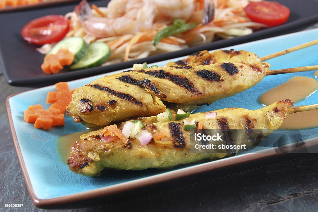 Aperitivos tailandeses - Foto de stock de Frango Satay royalty-free