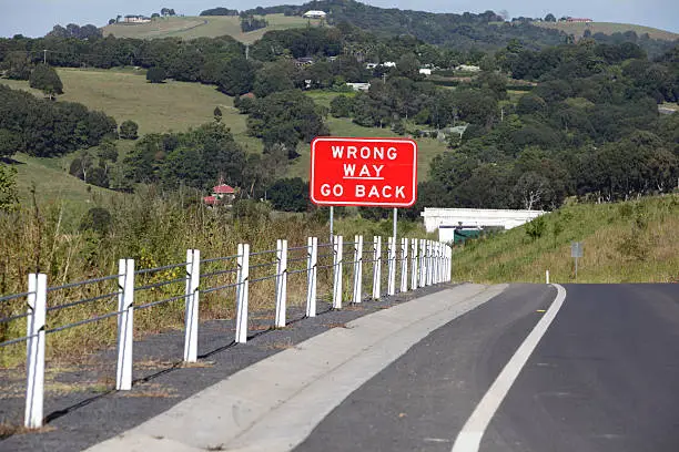 Photo of Wrong Way Go Back sign