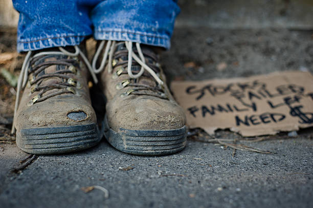 Homeless Man's Shoes stock photo