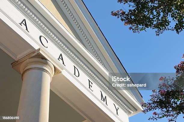 Sinal De Edifício Academia - Fotografias de stock e mais imagens de Edifício de Educação - Edifício de Educação, Educação, Flor