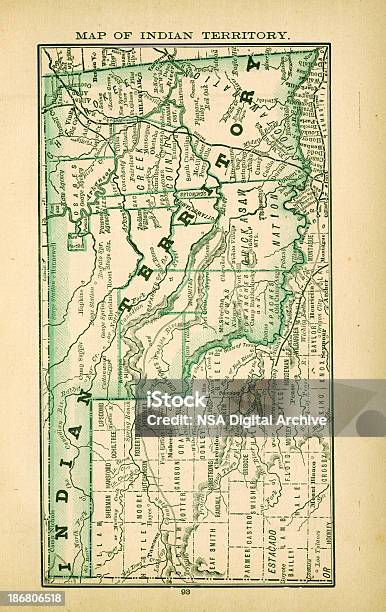 インド地域オクラホマ州 アメリカのアンティークの地図高解像度 - オクラホマ州のベクターアート素材や画像を多数ご用意 - オクラホマ州, 地図, 北米先住民族の文化
