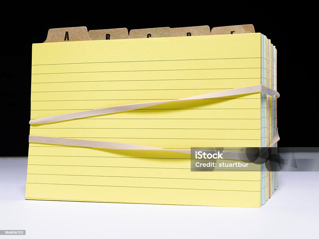 indexed index cards with dividers bound with elastic bands Abstract Stock Photo