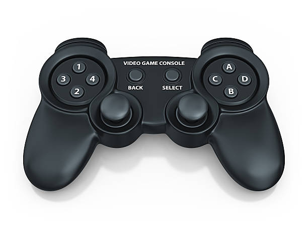 videospielekonsole - video game gamepad black isolated on white stock-fotos und bilder