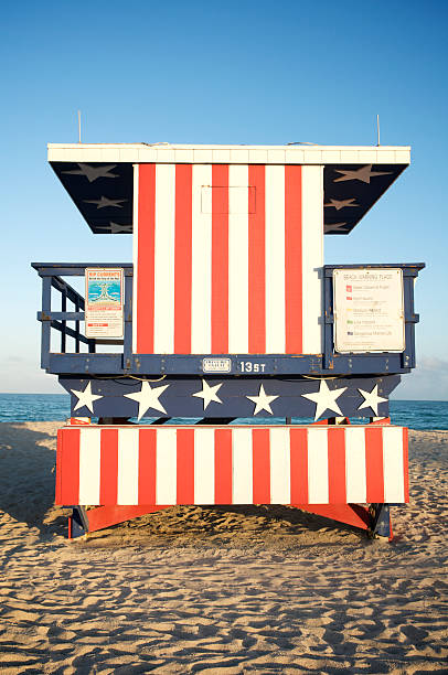 istock Stars and Stripes Beach Hut in Miami 186807288