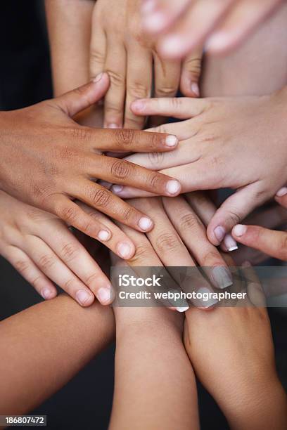 Hands Of Unity Stock Photo - Download Image Now - Child, Multiracial Group, On Top Of