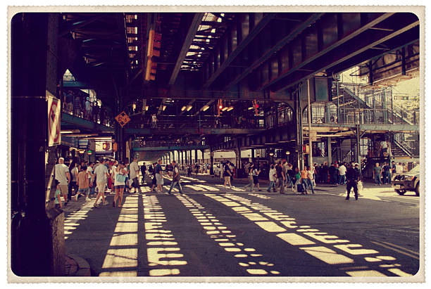 bronx, new york street corner-vintage-postkarten - postkarte fotos stock-fotos und bilder