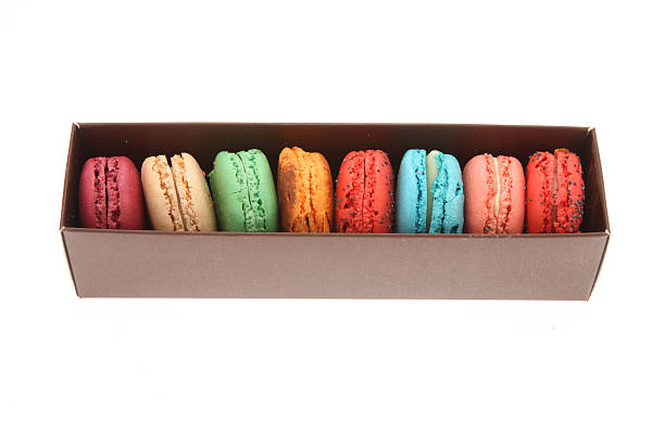 istock Box of colourful macaroons taken with a white background 186808164