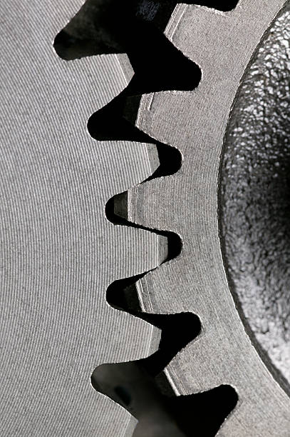 istock Close up of interlocking gears 186808590