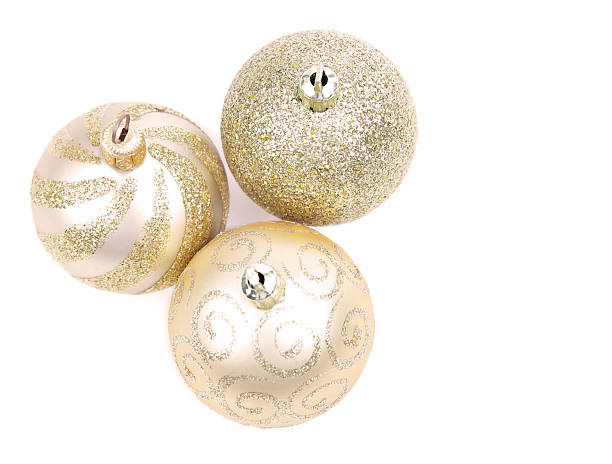 istock Golden Christmas Baubles Isolated on White 186808613