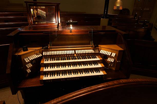 istock Console for a church organ 186809700