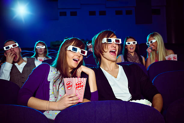istock Young people in 3D move theater 186809838