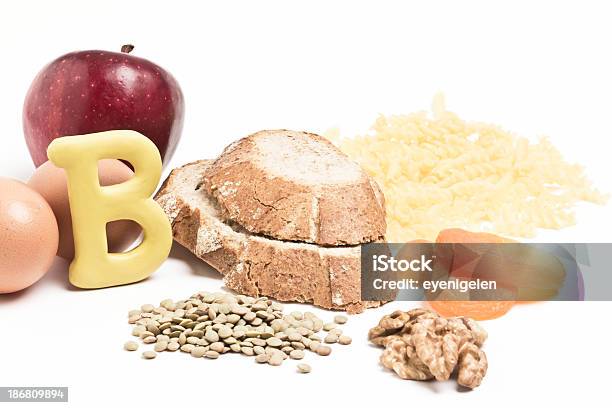 Different Items That Contain Vitamin B Stock Photo - Download Image Now - Vitamin B, Letter B, Group Of Objects