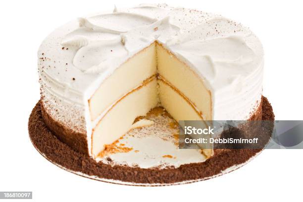 White Cake Slice Missing Stock Photo - Download Image Now - Cake, Close-up, High Angle View