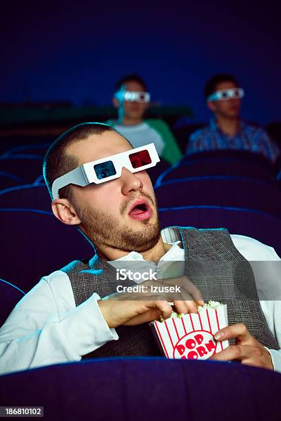 Young Man In 3d Move Theater Stock Photo - Download Image Now - 3-D Glasses, Adult, Arts Culture and Entertainment