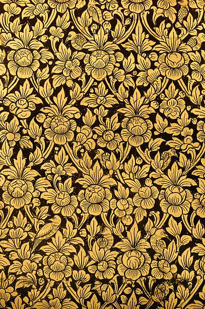 istock Thai decorative gilt lacquer motif on an antique cabinet. 186810602