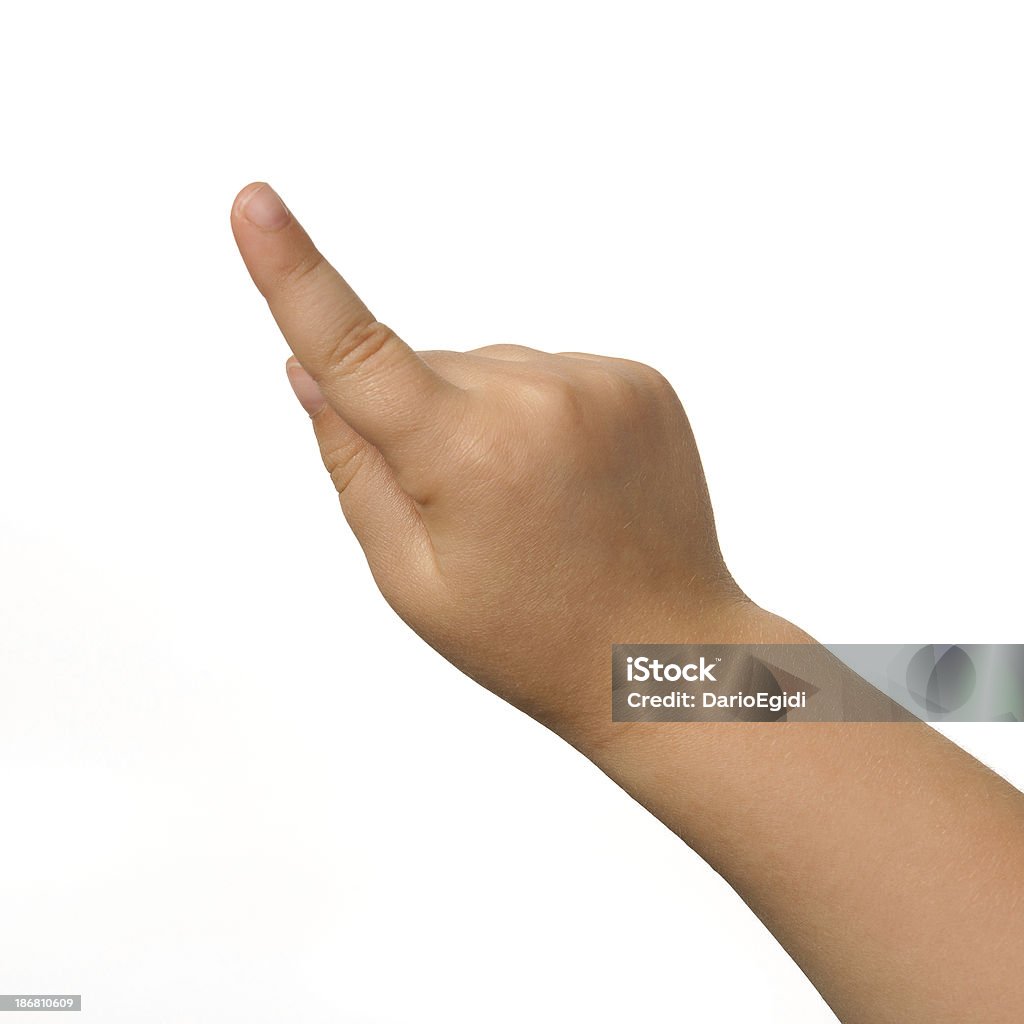 Indice di un bambino mano destra su sfondo bianco - Foto stock royalty-free di Bambino